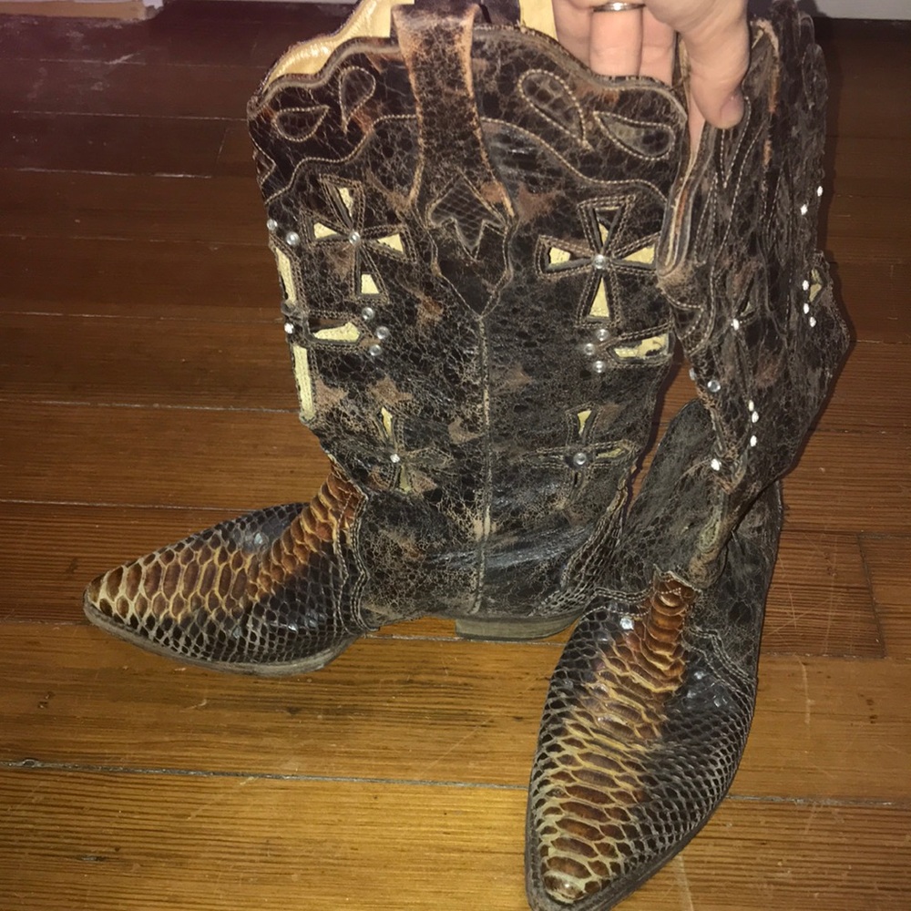 Genuine Python Corral Bling Cowboy Boots